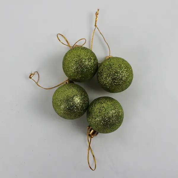 Lot of 10 Lime Green  Hanging Christmas Ball Ornaments 
