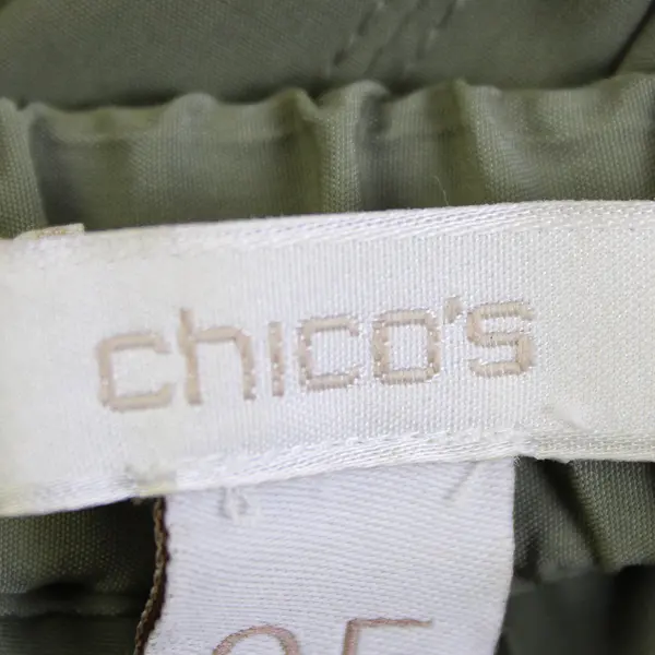 Chicos Women's 0.5 (32) Green Shine Pull On Casual Drawstring Ankle Pants