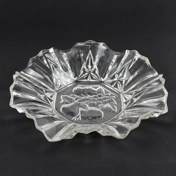 Vintage Federal Glass Pioneer Pattern Ruffled Edge Candy Dish 8"