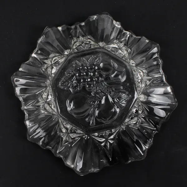 Vintage Federal Glass Pioneer Pattern Ruffled Edge Candy Dish 8"