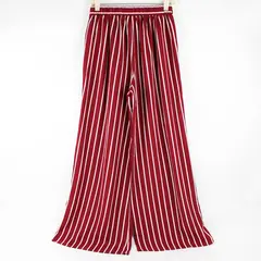 Active Usa Women's S Maroon Striped Flare Leg Elastic Waistband Pants