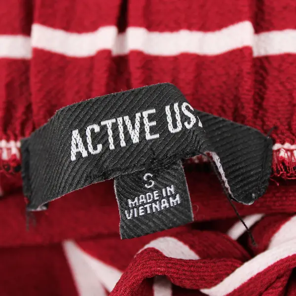 Active Usa Women's S Maroon Striped Flare Leg Elastic Waistband Pants