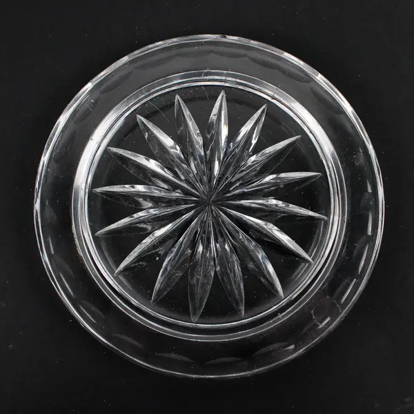 Vintage Clear Cut Glass Round Covered Butter Dish