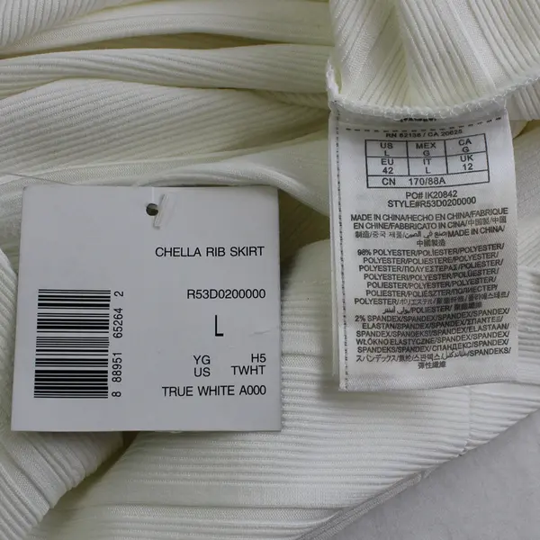 NWT G by Guess Women's L True White Chella Rib Skirt