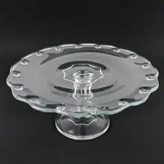 Vintage Indiana Glass Teardrop Pedestal Cake Stand 10.5" FLAWED