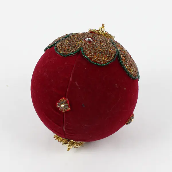 Large Embellished Velvet Christmas Ball Ornament 4.6" Tall Burgundy