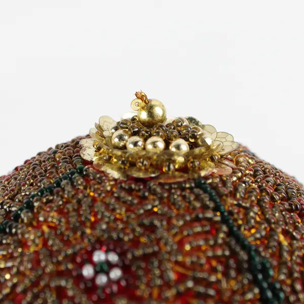 Large Embellished Velvet Christmas Ball Ornament 4.6" Tall Burgundy