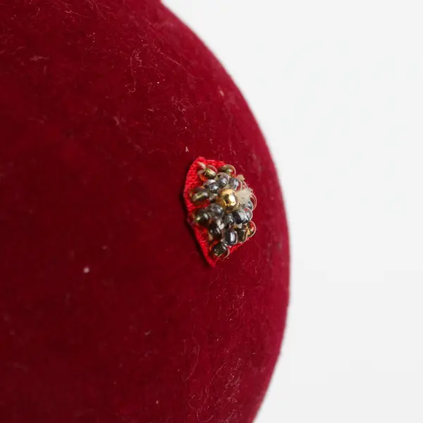 Large Embellished Velvet Christmas Ball Ornament 4.6" Tall Burgundy