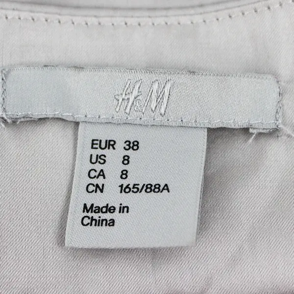 H&M Women's 8 Gray Silver Satin Sleeveless Bubble Dress with Beading Detailing 