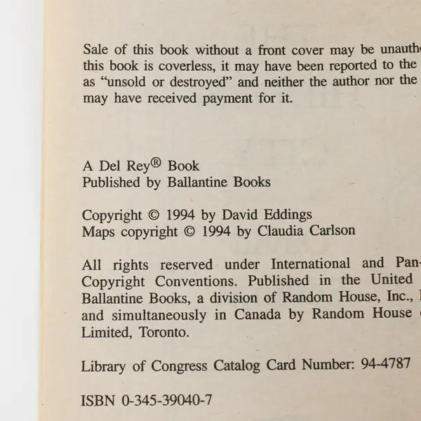 The Hidden City by David Eddings Book 3 of Tamuli Series 1995 Paperback Good