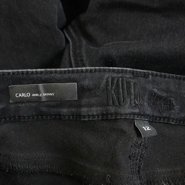 Kut From The Kloth Women's 12 Black Carlo Ankle Skinny Raw Hem Denim Jeans