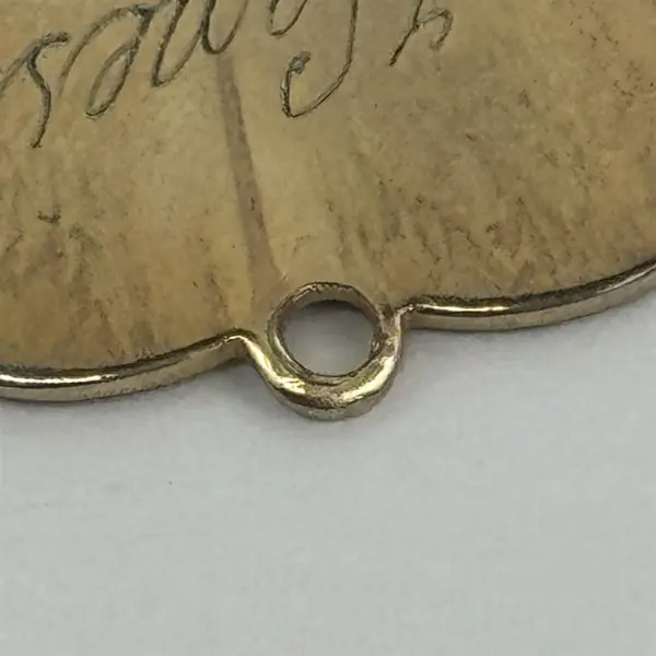 Gold Tone Heart Pendant With 7 Clear Rhinestones Engraved Vanessa