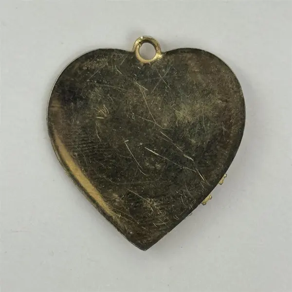 Gold Tone Heart Pendant With 7 Clear Rhinestones Engraved Vanessa