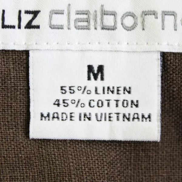 Liz Claiborne Women's M Brown Linen/Cotton Blend Collared Button Up Vest