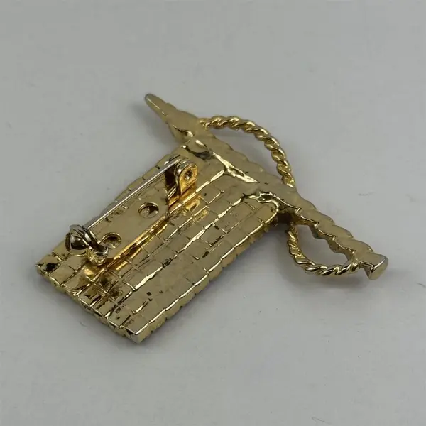 American Flag Brooch Pin With Zirconia And Simulated Rubies And Sapphires