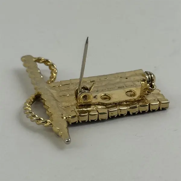 American Flag Brooch Pin With Zirconia And Simulated Rubies And Sapphires