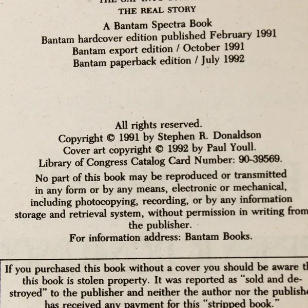 The Real Story Stephen R Donaldson 1st Book in Gap Into Conflict Series 1992 PB