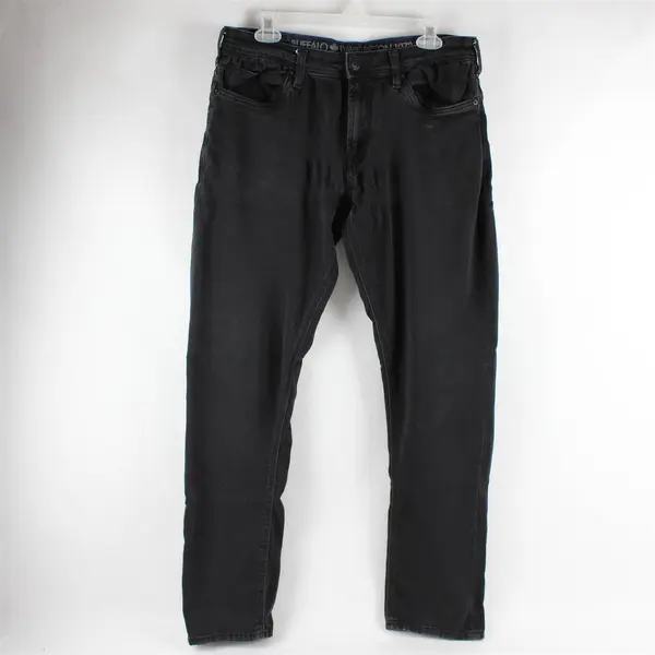 Buffalo David Bitton Max-X Men's W32x32 Skinny Stretch Zip Fly Dark Wash Black