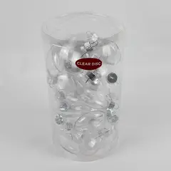 Lot of 25 Plastic Christmas Hanging Ornaments Clear Discs, New 