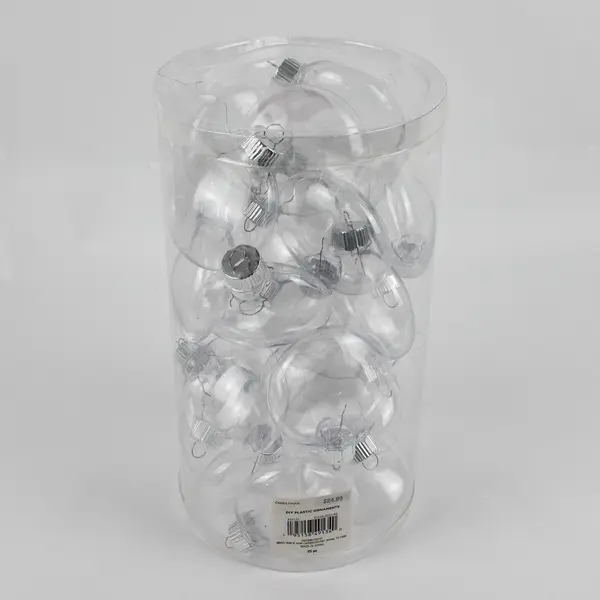 Lot of 25 Plastic Christmas Hanging Ornaments Clear Discs, New 