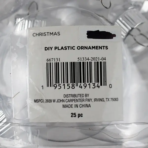 Lot of 25 Plastic Christmas Hanging Ornaments Clear Discs, New 