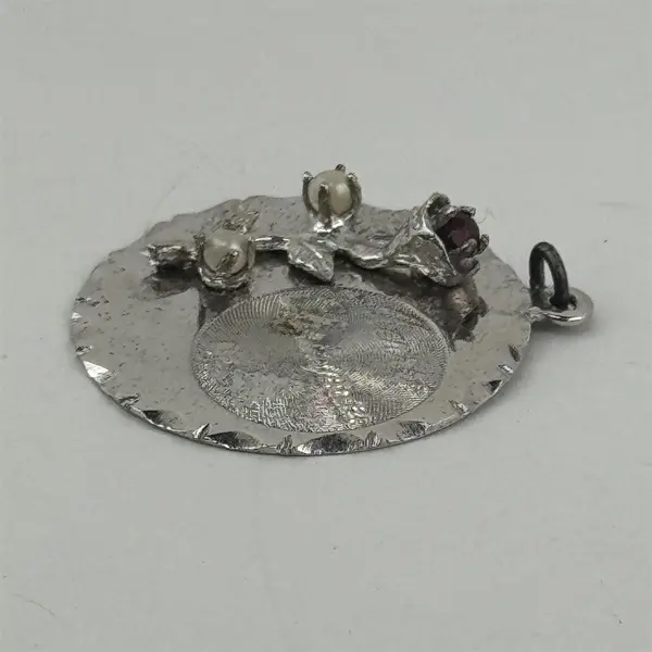 Vtg TC Sterling Silver Merry Christmas Pendant With Rose Engraved Florida 1965