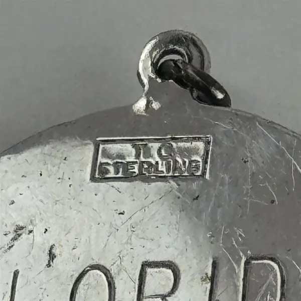 Vtg TC Sterling Silver Merry Christmas Pendant With Rose Engraved Florida 1965