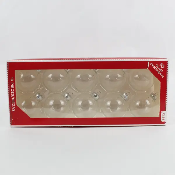Box of 10 Clear Glass Hanging Ball Ornaments, #DK170124 from  2021 