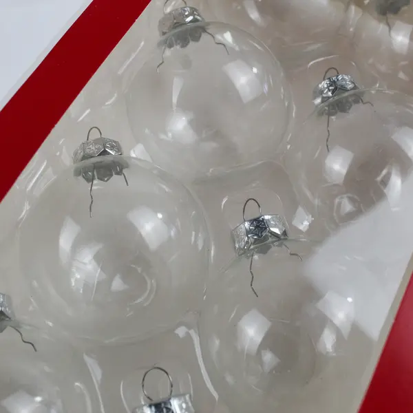 Box of 10 Clear Glass Hanging Ball Ornaments, #DK170124 from  2021 