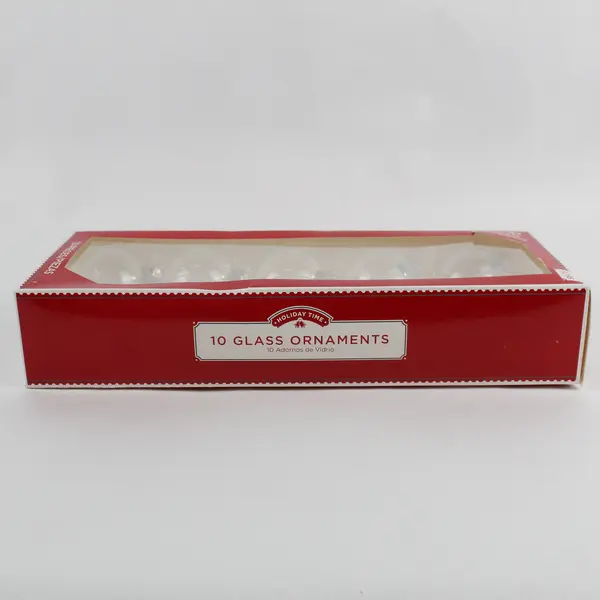 Box of 10 Clear Glass Hanging Ball Ornaments, #DK170124 from  2021 