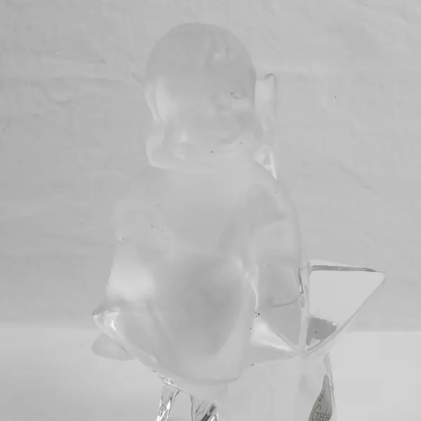 Vintage Goebel Frosted Angel Sitting on Star 24% Leaded Crystal, 1981