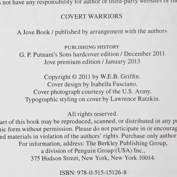 Covert Warriors W E B Griffin & William E Butterworth IV 2013 Paperback Good