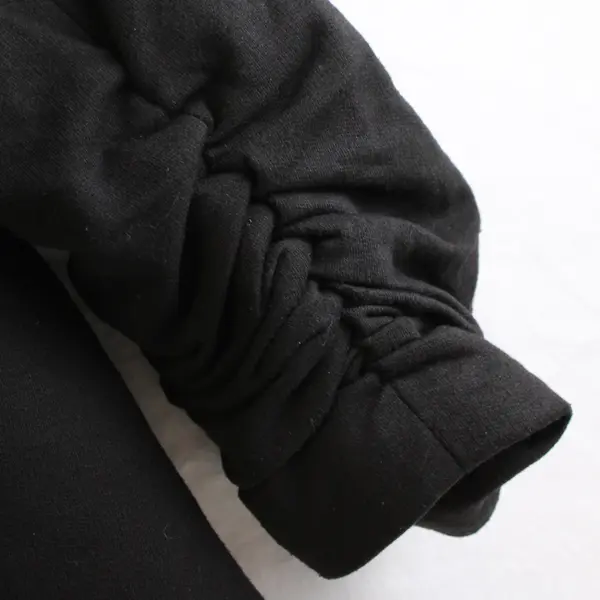 Gibson Women's L Black Lined Ruched Sleeve Button Up Blazer Jacket