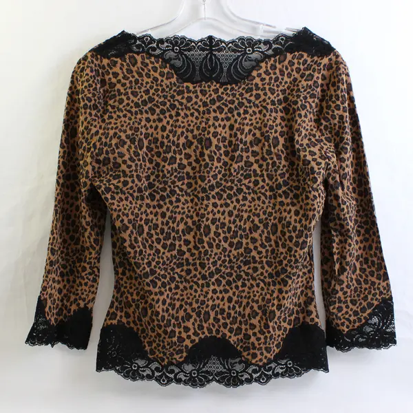 SHE by Sheri Bodell Women's M Cheetah Print and Black Lace Long Sleeve Shirt