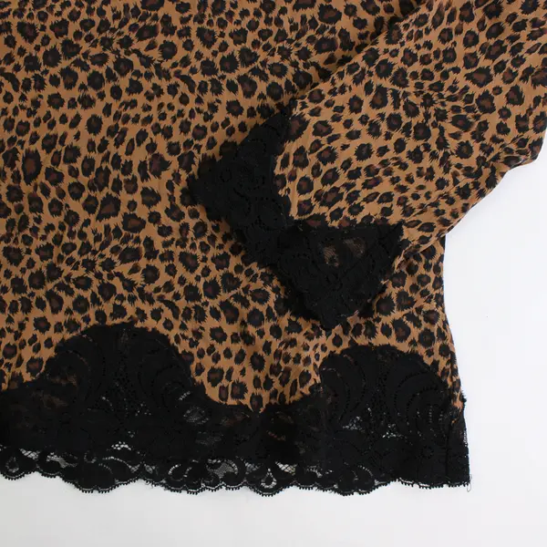 SHE by Sheri Bodell Women's M Cheetah Print and Black Lace Long Sleeve Shirt