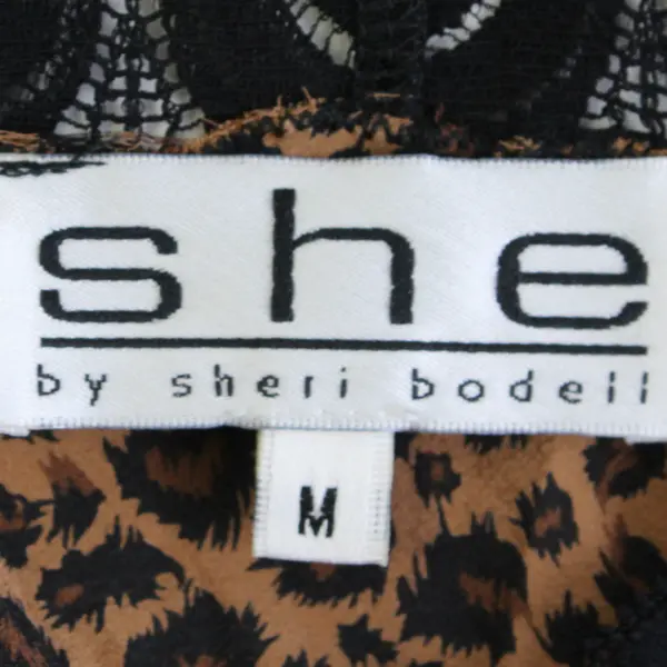SHE by Sheri Bodell Women's M Cheetah Print and Black Lace Long Sleeve Shirt