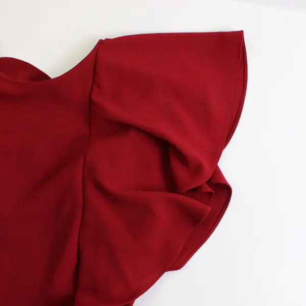 Zara Women's M Red Tiered Ruffle Peplum Short Sleeve High Neck Blouse