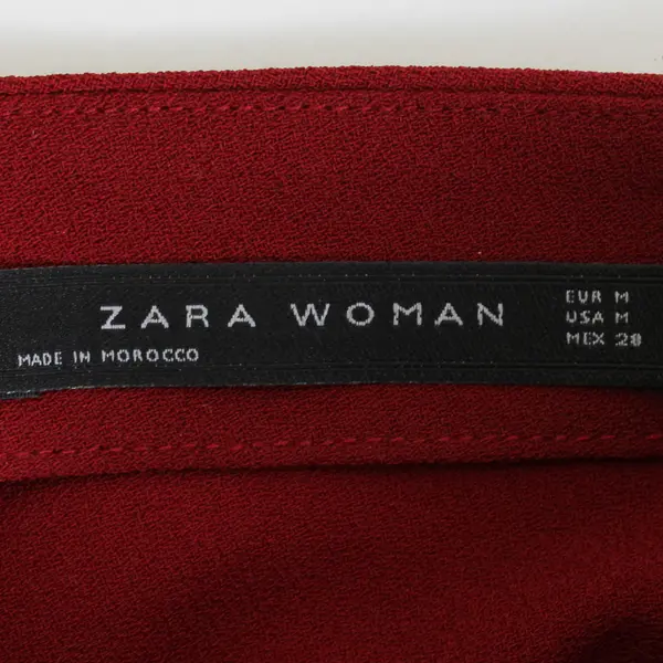 Zara Women's M Red Tiered Ruffle Peplum Short Sleeve High Neck Blouse