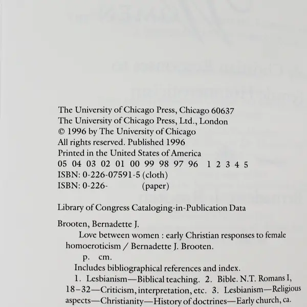 Love Between Women Early Christian Responses to Female Homoeroticism Brooten