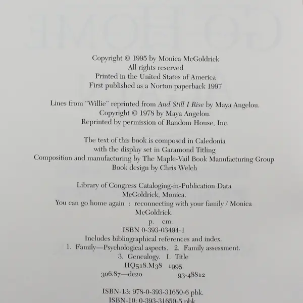 You Can Go Home Again  Reconnecting with Your Family Monica McGoldrick 1997