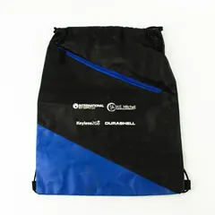 Leed's Black & Blue Drawstring Bag with Zippered Front Pocket Gym Travel