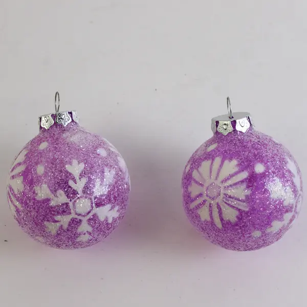 Lot of 7 Purple/Pink Hanging Christmas Ball Ornaments 2 Frosted