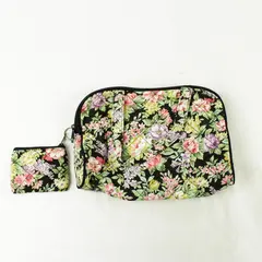 Bright Ideas by Cosmepak Black Floral Makeup Bag Travel Cosmetic Case