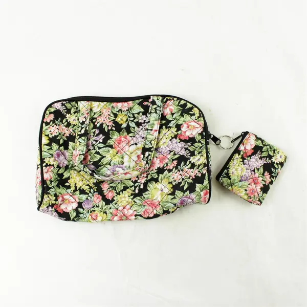 Bright Ideas by Cosmepak Black Floral Makeup Bag Travel Cosmetic Case