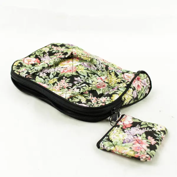 Bright Ideas by Cosmepak Black Floral Makeup Bag Travel Cosmetic Case