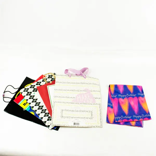Lot of 6 Gift Bags & Birthday Gift Wrap Assorted Sizes Holiday