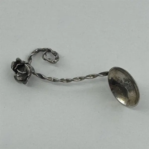 Norwegian Twist Handle Silver Plate Spoon With A Rose On The Handle