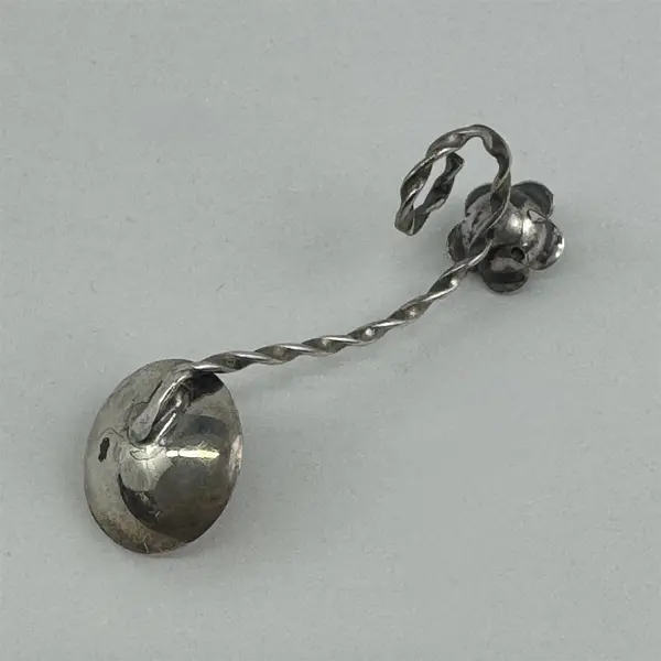 Norwegian Twist Handle Silver Plate Spoon With A Rose On The Handle