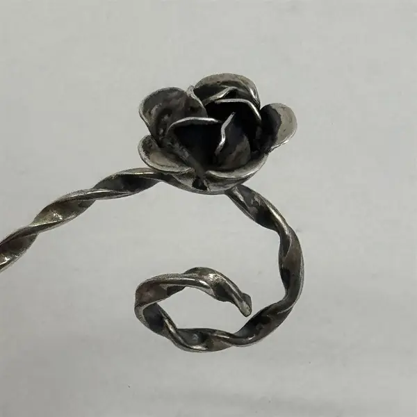 Norwegian Twist Handle Silver Plate Spoon With A Rose On The Handle