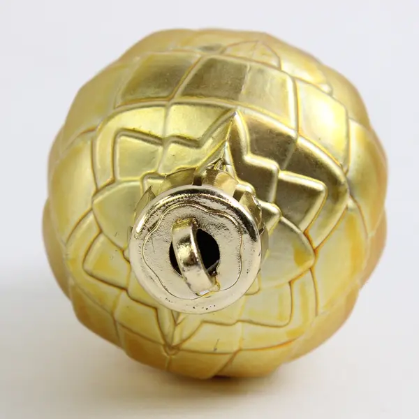 Small Gold Metal Tree-Shaped Wire Basket with Hanging Acorn Ornament Inside